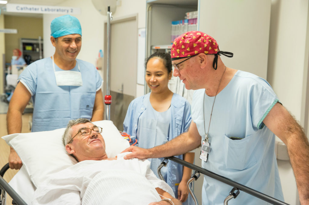 Professor Nigel Jepson with a patient at Eastern Heart Clinic